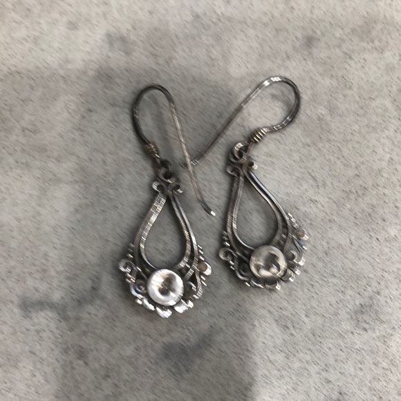 Vintage, boho delicate silver dangle earrings - Picture 2 of 2